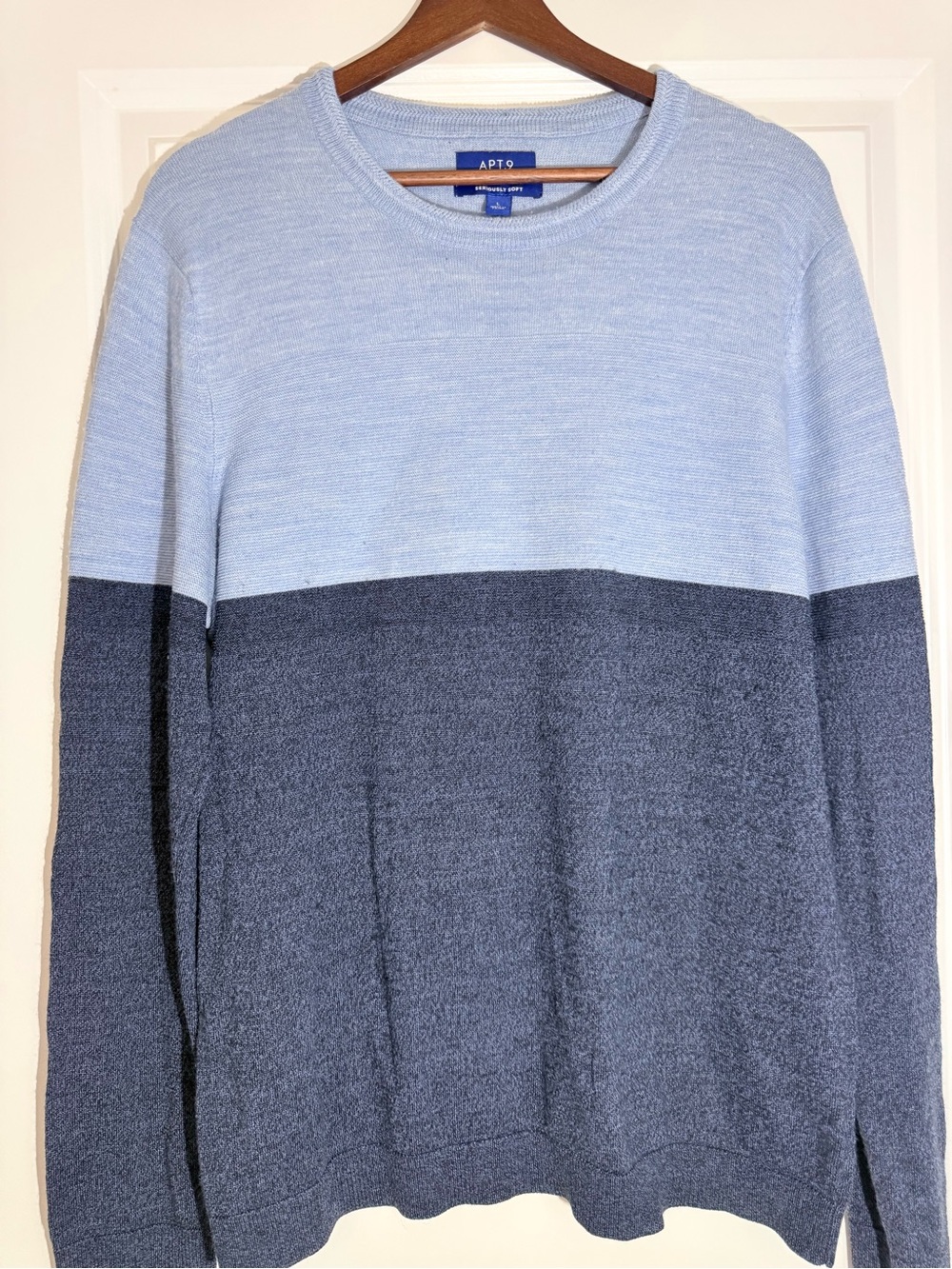 Apt. 9 Two-Tone Light Blue and Navy Colorblock Crewneck Sweater